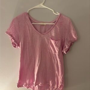 Anthropologie Pink V-Neck Tee